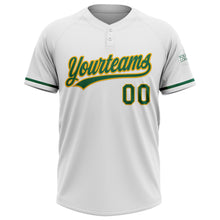 Загрузить изображение в средство просмотра галереи, Custom White Kelly Green-Gold Two-Button Unisex Softball Jersey
