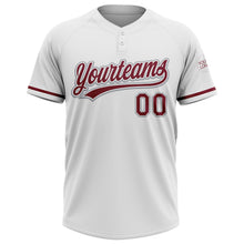 Загрузить изображение в средство просмотра галереи, Custom White Crimson-Gray Two-Button Unisex Softball Jersey
