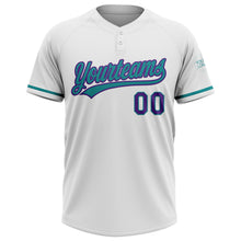 Загрузить изображение в средство просмотра галереи, Custom White Purple-Teal Two-Button Unisex Softball Jersey
