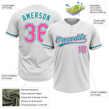 Загрузить изображение в средство просмотра галереи, Custom White Pink-Teal Two-Button Unisex Softball Jersey
