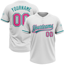 Charger l&#39;image dans la galerie, Custom White Pink-Teal Two-Button Unisex Softball Jersey
