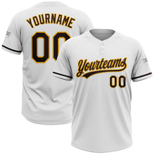 Charger l&#39;image dans la galerie, Custom White Brown-Gold Two-Button Unisex Softball Jersey
