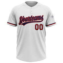 Загрузить изображение в средство просмотра галереи, Custom White Red-Navy Two-Button Unisex Softball Jersey
