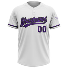 Загрузить изображение в средство просмотра галереи, Custom White Purple-Black Two-Button Unisex Softball Jersey
