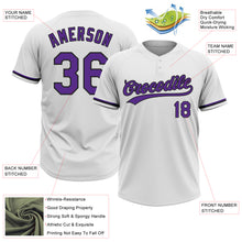 Загрузить изображение в средство просмотра галереи, Custom White Purple-Black Two-Button Unisex Softball Jersey
