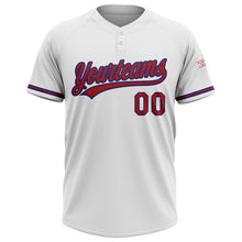 Загрузить изображение в средство просмотра галереи, Custom White Red-Royal Two-Button Unisex Softball Jersey
