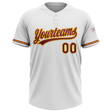 Charger l&#39;image dans la galerie, Custom White Crimson-Gold Two-Button Unisex Softball Jersey
