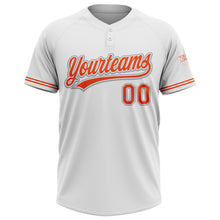 Загрузить изображение в средство просмотра галереи, Custom White Orange-Gray Two-Button Unisex Softball Jersey
