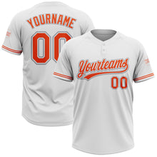 Загрузить изображение в средство просмотра галереи, Custom White Orange-Gray Two-Button Unisex Softball Jersey
