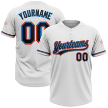 Charger l&#39;image dans la galerie, Custom White Black Electric Blue-Orange Two-Button Unisex Softball Jersey
