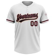 Charger l&#39;image dans la galerie, Custom White Black Crimson-Cream Two-Button Unisex Softball Jersey
