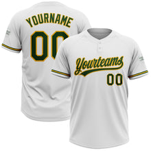 Charger l&#39;image dans la galerie, Custom White Green-Gold Two-Button Unisex Softball Jersey
