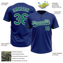 Charger l&#39;image dans la galerie, Custom Royal Kelly Green-White Two-Button Unisex Softball Jersey
