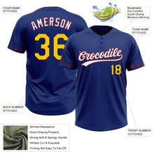 Charger l&#39;image dans la galerie, Custom Royal Yellow-Crimson Two-Button Unisex Softball Jersey
