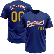 Charger l&#39;image dans la galerie, Custom Royal Yellow-Crimson Two-Button Unisex Softball Jersey
