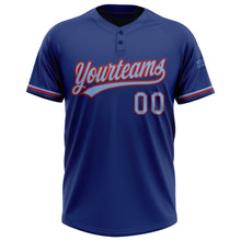 Laden Sie das Bild in den Galerie-Viewer, Custom Royal Light Blue-Red Two-Button Unisex Softball Jersey
