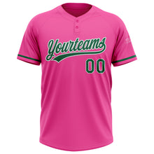 Загрузить изображение в средство просмотра галереи, Custom Pink Kelly Green-White Two-Button Unisex Softball Jersey
