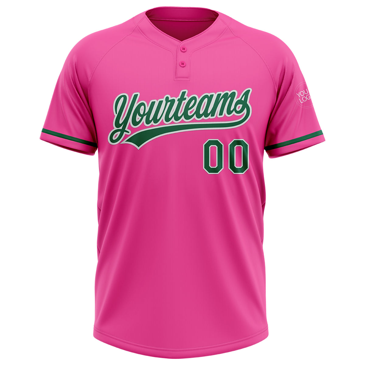 2024 Cheap Custom Pink Kelly Green-White Two-Button Unisex Softball ...