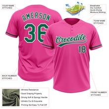 Загрузить изображение в средство просмотра галереи, Custom Pink Kelly Green-White Two-Button Unisex Softball Jersey
