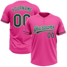 Загрузить изображение в средство просмотра галереи, Custom Pink Kelly Green-White Two-Button Unisex Softball Jersey
