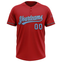 Charger l&#39;image dans la galerie, Custom Red Light Blue-Steel Gray Two-Button Unisex Softball Jersey
