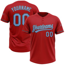 Charger l&#39;image dans la galerie, Custom Red Light Blue-Steel Gray Two-Button Unisex Softball Jersey
