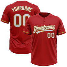 Charger l&#39;image dans la galerie, Custom Red White-Old Gold Two-Button Unisex Softball Jersey
