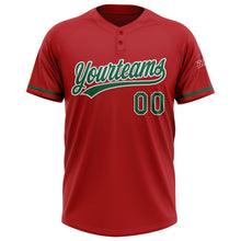 Загрузить изображение в средство просмотра галереи, Custom Red Kelly Green-White Two-Button Unisex Softball Jersey
