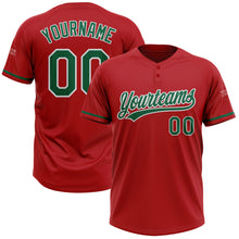 Загрузить изображение в средство просмотра галереи, Custom Red Kelly Green-White Two-Button Unisex Softball Jersey
