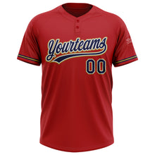 Загрузить изображение в средство просмотра галереи, Custom Red Navy-Old Gold Two-Button Unisex Softball Jersey
