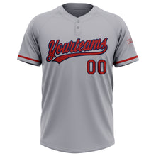 Laden Sie das Bild in den Galerie-Viewer, Custom Gray Red-Navy Two-Button Unisex Softball Jersey
