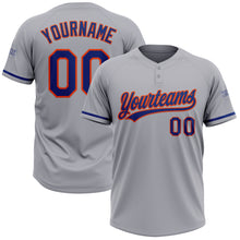 Load image into Gallery viewer, Custom Gray Royal-Orange Two-Button Unisex Softball Jersey
