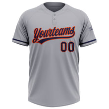 Charger l&#39;image dans la galerie, Custom Gray Navy-Orange Two-Button Unisex Softball Jersey
