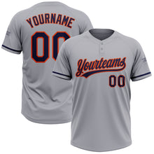 Load image into Gallery viewer, Custom Gray Navy-Orange Two-Button Unisex Softball Jersey
