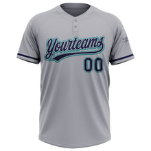 Charger l&#39;image dans la galerie, Custom Gray Navy-Teal Two-Button Unisex Softball Jersey
