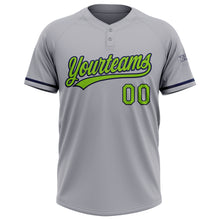 Charger l&#39;image dans la galerie, Custom Gray Neon Green-Navy Two-Button Unisex Softball Jersey
