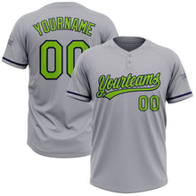 Charger l&#39;image dans la galerie, Custom Gray Neon Green-Navy Two-Button Unisex Softball Jersey
