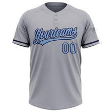 Charger l&#39;image dans la galerie, Custom Gray Light Blue-Navy Two-Button Unisex Softball Jersey
