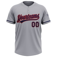 Load image into Gallery viewer, Custom Gray Navy-Red Two-Button Unisex Softball Jersey
