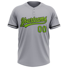 Charger l&#39;image dans la galerie, Custom Gray Neon Green-Black Two-Button Unisex Softball Jersey
