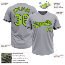 Laden Sie das Bild in den Galerie-Viewer, Custom Gray Neon Green-Black Two-Button Unisex Softball Jersey
