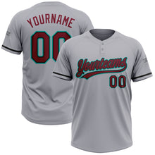 Charger l&#39;image dans la galerie, Custom Gray Crimson Black-Aqua Two-Button Unisex Softball Jersey
