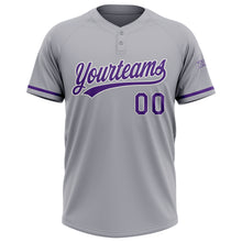 Charger l&#39;image dans la galerie, Custom Gray Purple-White Two-Button Unisex Softball Jersey
