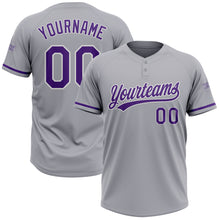 Charger l&#39;image dans la galerie, Custom Gray Purple-White Two-Button Unisex Softball Jersey
