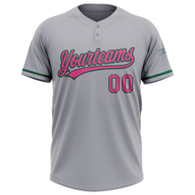 Загрузить изображение в средство просмотра галереи, Custom Gray Pink-Kelly Green Two-Button Unisex Softball Jersey
