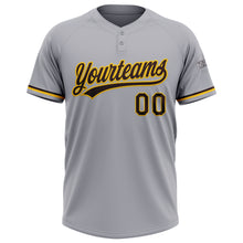 Load image into Gallery viewer, Custom Gray Brown-Yellow Two-Button Unisex Softball Jersey
