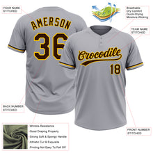 Load image into Gallery viewer, Custom Gray Brown-Yellow Two-Button Unisex Softball Jersey
