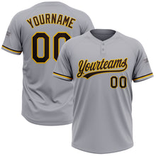 Load image into Gallery viewer, Custom Gray Brown-Yellow Two-Button Unisex Softball Jersey
