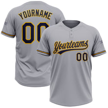 Charger l&#39;image dans la galerie, Custom Gray Navy-Gold Two-Button Unisex Softball Jersey
