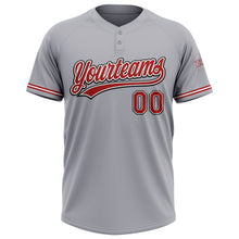 Laden Sie das Bild in den Galerie-Viewer, Custom Gray Red-Black Two-Button Unisex Softball Jersey
